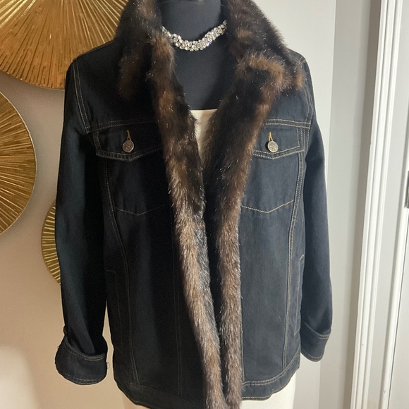 *Faux Mink & Denim Jacket* - Picture 3 of 6